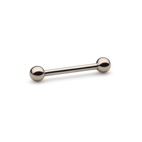 Straight Barbell W/ Ball Ends - White Gold